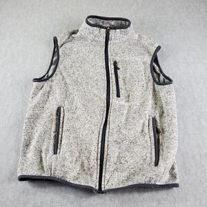 Free Country Vest Mens Medium Gray Fleece Sleeveless Full Zip